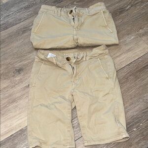 Tan Casual Shorts with Textured Fabric and Relaxed Fit
